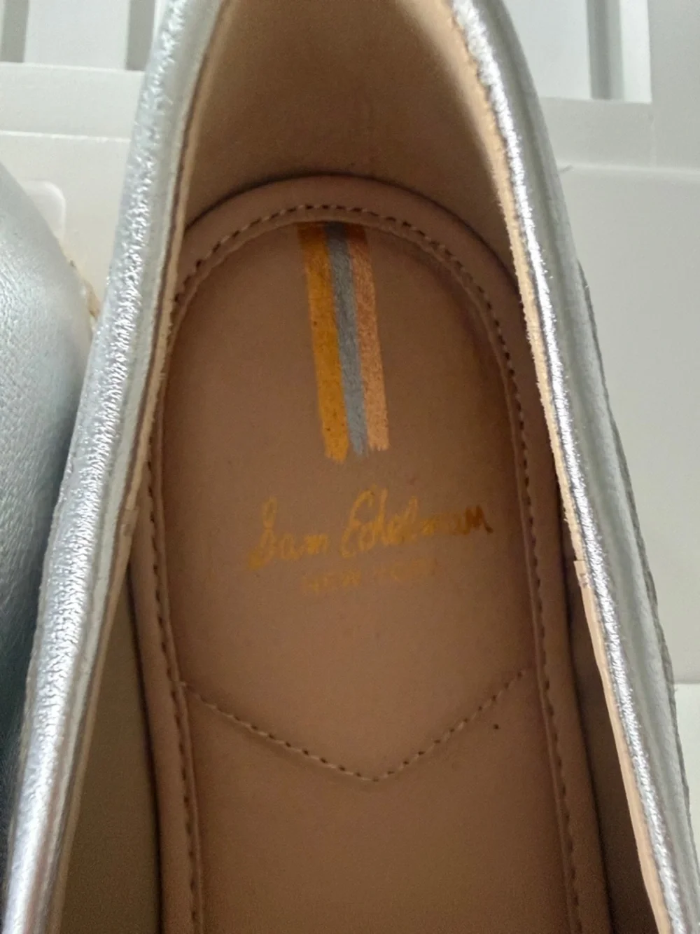 Sam Edelman Metallic Silver Espadrille Penny Loafers - Picture 3 of 5